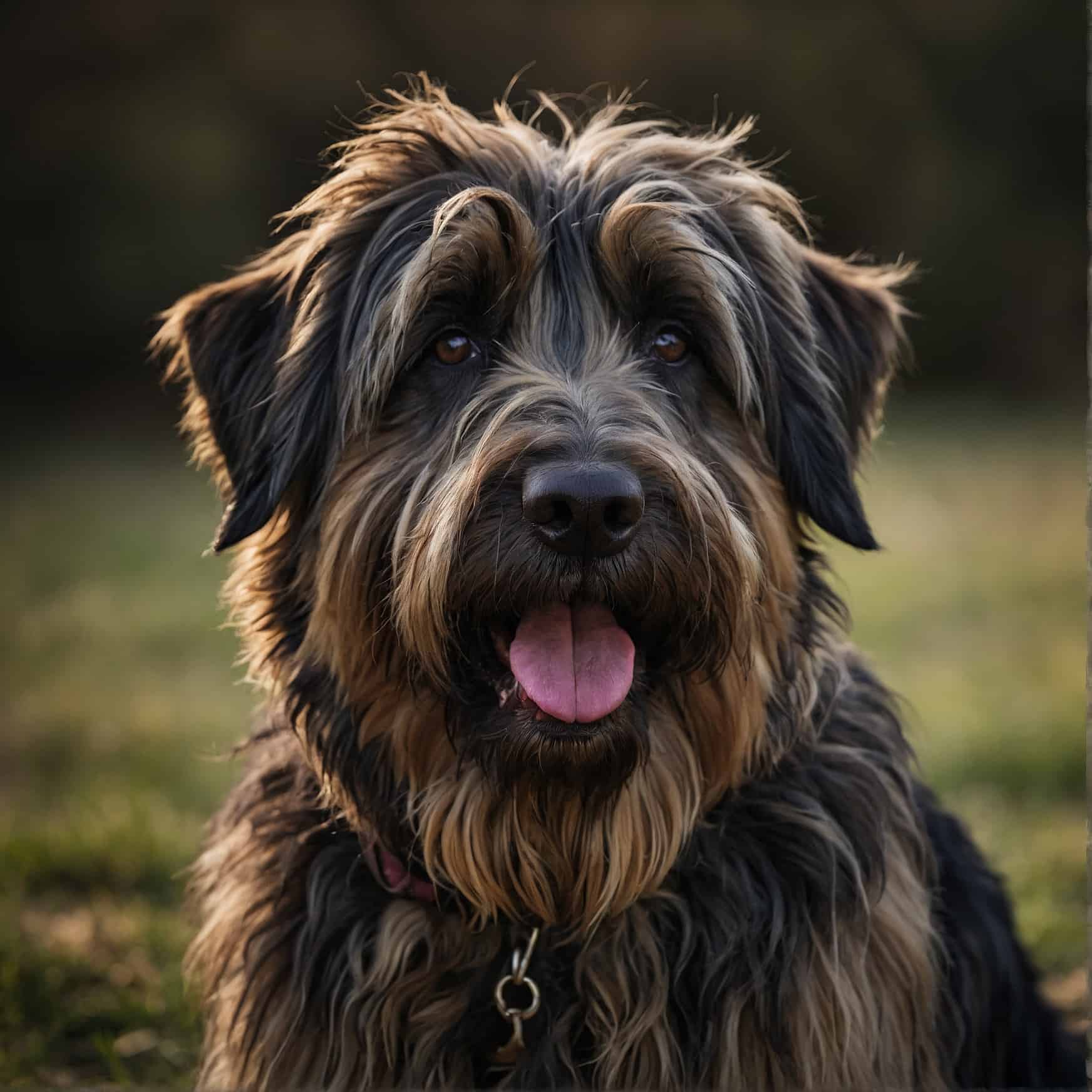 Briard portrait headshot off centre