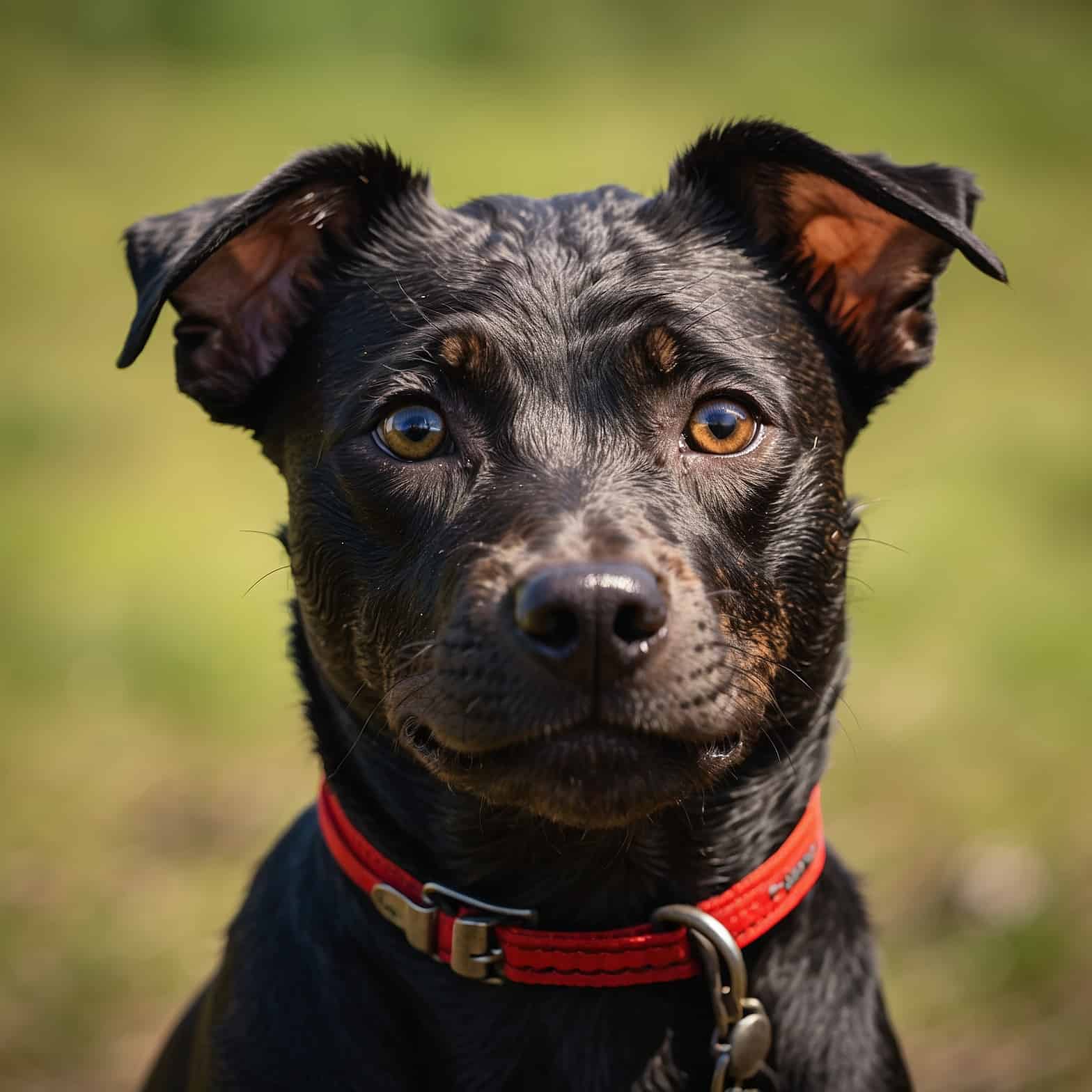 Head shot portrait of Patterdale Terrier