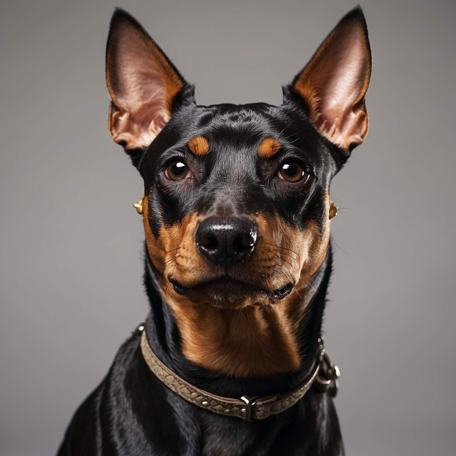 Head shot portrait of Manchester Terrier