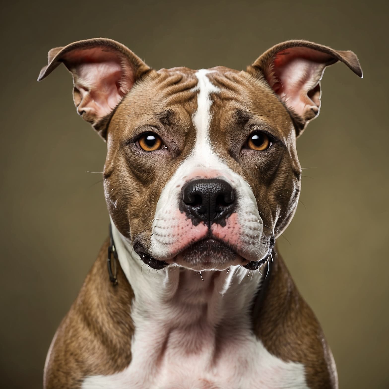 Head shot portrait of American Staffordshire Terrier