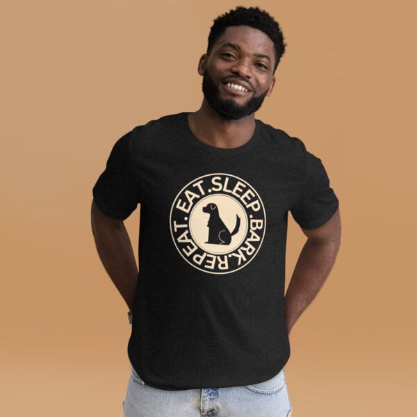 Eat Sleep Bark Repeat Ansylvanian Hound Unisex T-Shirt. Black Heather, Male