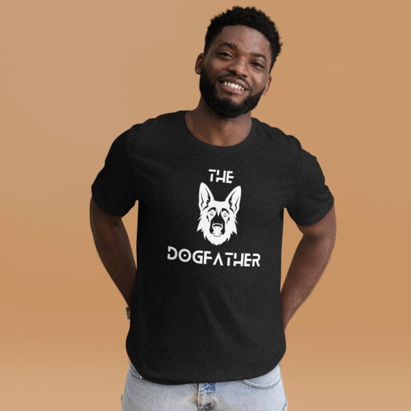 The Dogfather Terriers Unisex T-Shirt. Black Heather. Male