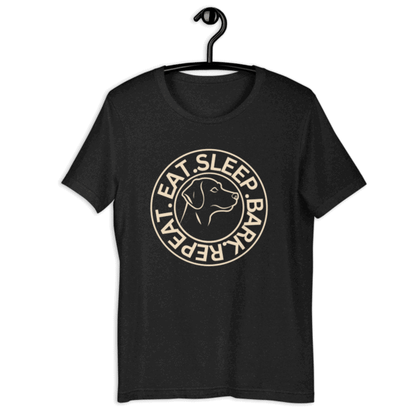 Eat Sleep Bark Repeat Labrador Retriever Unisex T-Shirt. Black