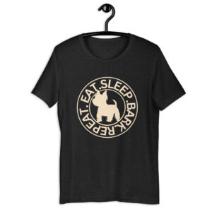 Eat Sleep Bark Repeat Biewer Terrier Unisex T-Shirt. Heather Black