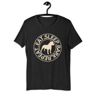 Eat Sleep Bark Repeat Toy Bulldog Unisex T-Shirt. Black Heather