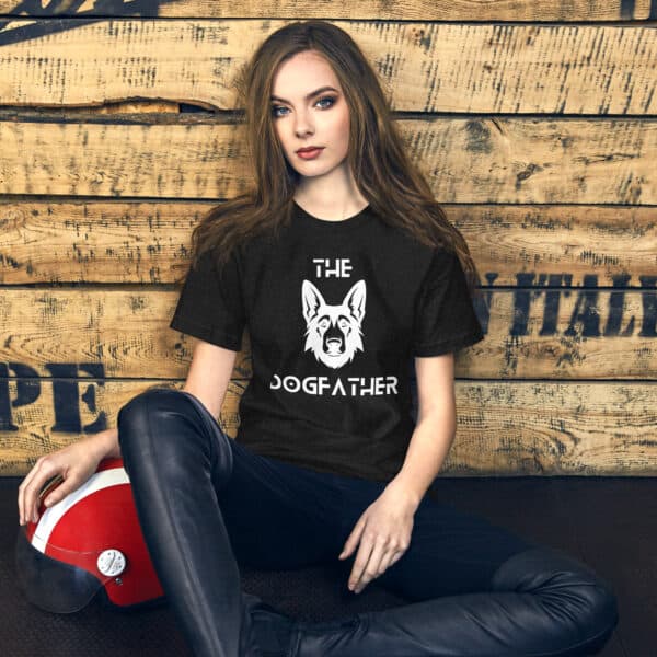 The Dogfather Terriers Unisex T-Shirt. Black Heather. Female