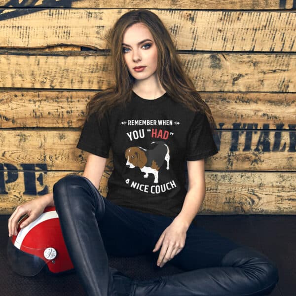 "Remember When You Had A Nice Couch" Funny Hound Unisex T-Shirt female t