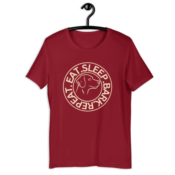 Eat Sleep Bark Repeat Labrador Retriever Unisex T-Shirt. Red