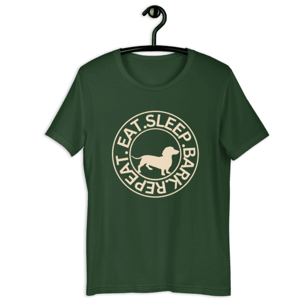 Eat Sleep Bark Repeat Transylvanian Hound (Erdélyi Kopó) Unisex T-Shirt. Green