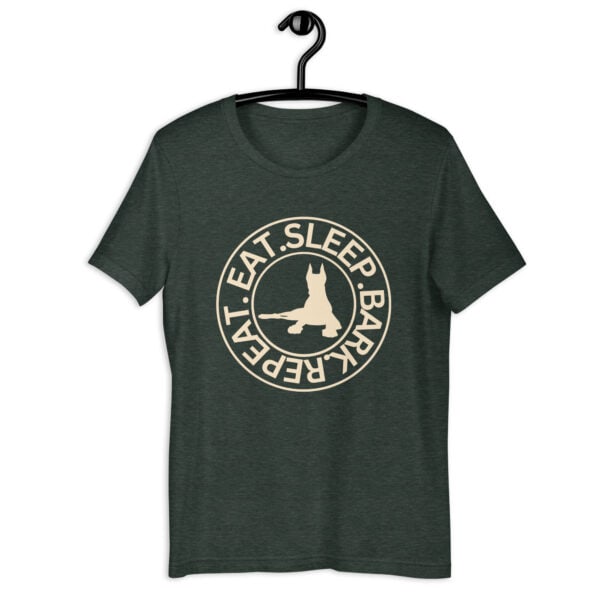 Eat Sleep Bark Repeat Toy Manchester Terrier Unisex T-Shirt. Heather Forest