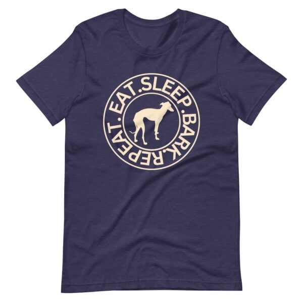 Eat Sleep Bark Repeat Italian Greyhound Unisex T-Shirt. Heather midnight navy