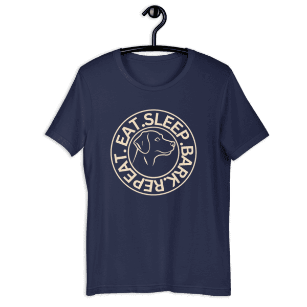 Eat Sleep Bark Repeat Labrador Retriever Unisex T-Shirt. Dark Blue