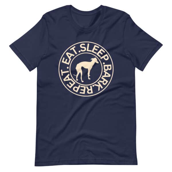 Eat Sleep Bark Repeat Italian Greyhound Unisex T-Shirt. Navy